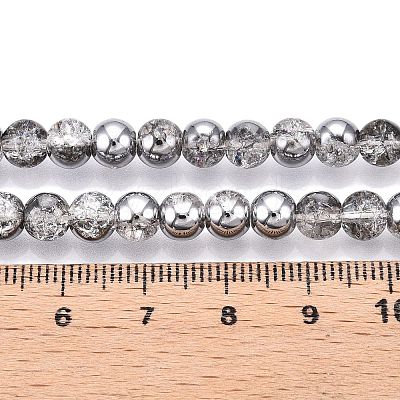 Electroplated Crackle Glass Beads Strands EGLA-N014-6mm-03-1