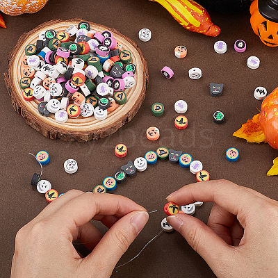 Christmas/Halloween Theme 300Pcs Handmade Polymer Clay Beads CLAY-SP0001-01A-1