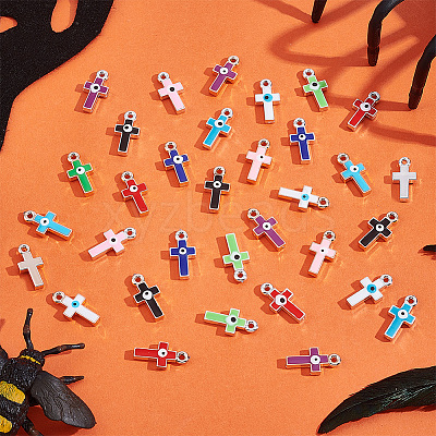 64Pcs 16 Colors CCB Plastic Enamel Pendants CCB-PH0001-23-1