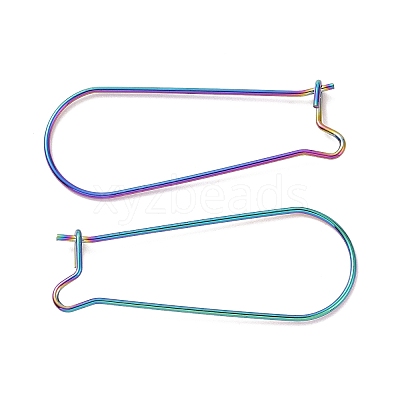 Ion Plating(IP) 304 Stainless Steel Hoop Earrings Findings Kidney Ear Wires STAS-L216-22A-RS-1