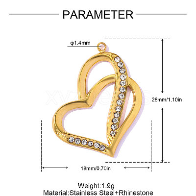 304 Stainless Steel Rhinestone Pendants STAS-OY016-57G-1
