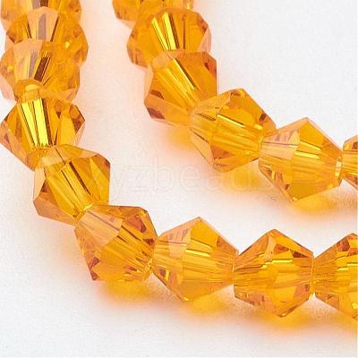 Orange Glass Bicone Beads Strands X-GLAA-S026-12-1