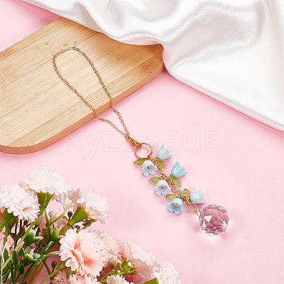 Glass & Resin Lily of the Valley Car Hanging Ornaments HJEW-DR00053-1