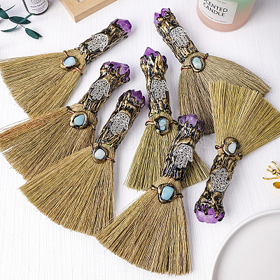 Natural Amethyst Magic Broom PW-WG66193-01-1