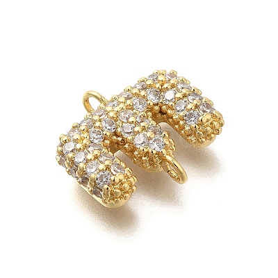 Brass Micro Pave Cubic Zirconia Letter Links X-KK-I717-04E-1