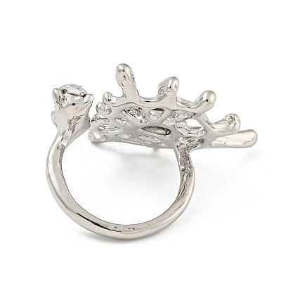 Zinc Alloy Rhinestone Cuff Rings for Women RJEW-Z048-07P-01-1