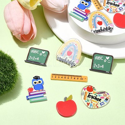 12Pcs 6 Styles Study Style Opaque Acrylic Double Sided Pendants FIND-CJ0002-52-1