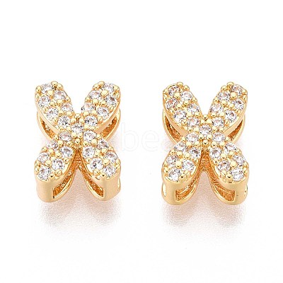 Brass Micro Pave Clear Cubic Zirconia Beads KK-T071-17G-X-1
