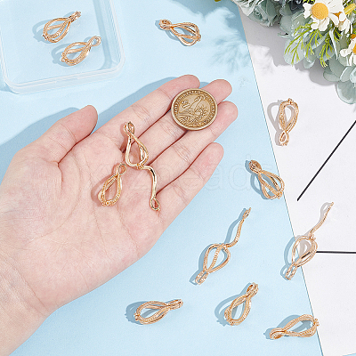12Pcs Brass Bead Cage Pendants KK-PH0010-48-1