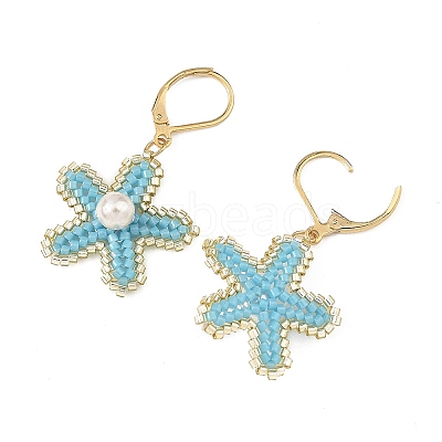Brass Seed Glass Beads Leverback Earrings EJEW-MZ00759-02-1