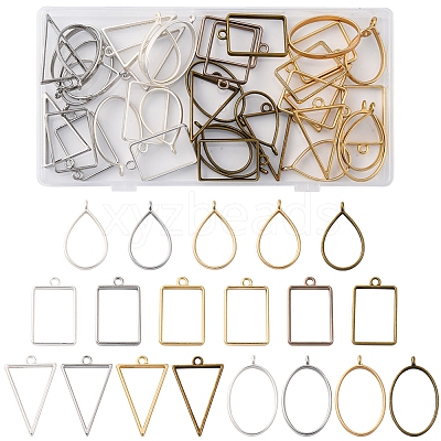 38Pcs 19 Styles Alloy Open Back Bezel Pendants FIND-FS0003-61-1