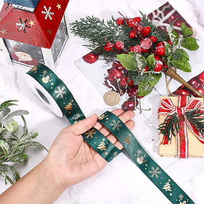 1 Roll Christmas Printed Polyester Grosgrain Ribbons OCOR-CY0002-93-1