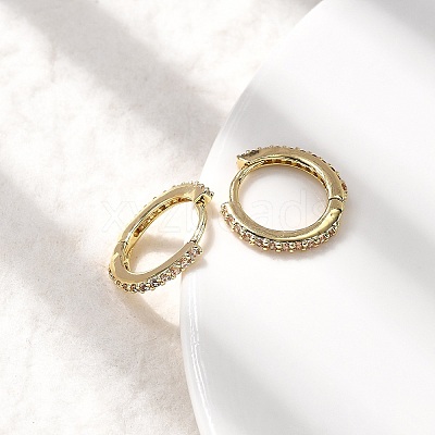 Brass Micro Pave Cubic Zirconia Hoop Earrings EJEW-P322-01G-1