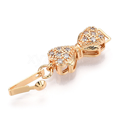 Brass Micro Pave Clear Cubic Zirconia Box Clasps KK-G491-02G-1