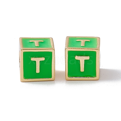 Rack Plating Brass Enamel Beads KK-B060-04G-02T-1
