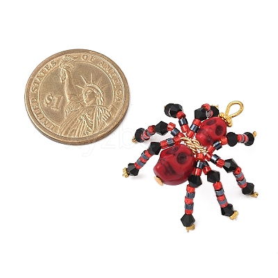 Halloween Theme Dyed Synthetic Turquoise & Glass Seed Beads Pendants PALLOY-MZ00774-1