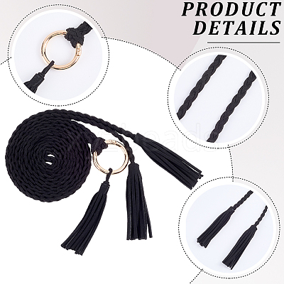 Handmade Imitation Leather Braided Rope Tie Belts AJEW-WH20006-398A-1