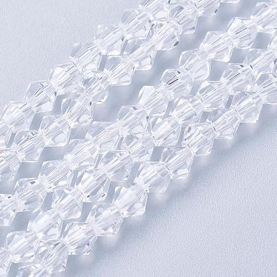 Clear Glass Bicone Beads Strands X-GLAA-S026-07-1