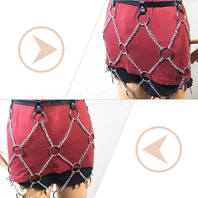 2Pcs 2 Colors Imitation Leather Chain Belt AJEW-WR0002-06-1