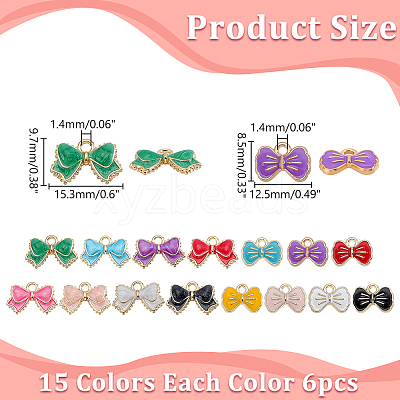 90Pcs 15 Styles Alloy Enamel Charms ENAM-WR0001-23-1