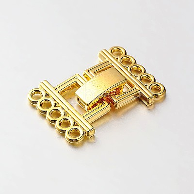 5 Strands Alloy and Brass Fold Over Clasps PALLOY-N0112-02G-1