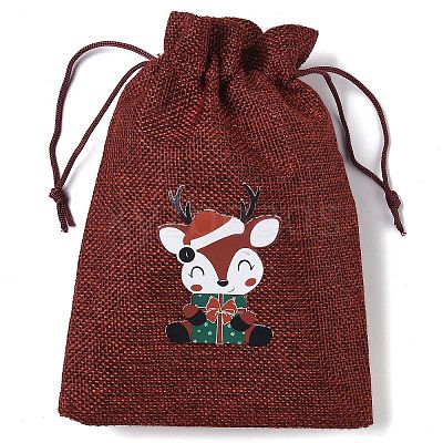 Christmas Theme Jute Cloth Storage Bags ABAG-F010-01B-06-1