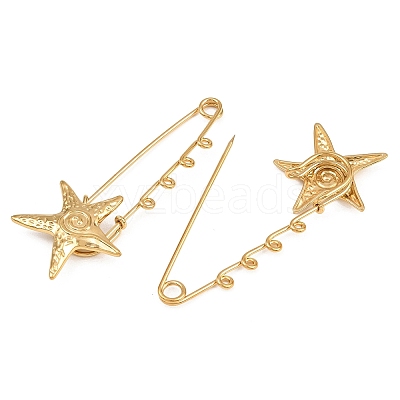 Starfish & Vortex 304 Stainless Steel Safety Pins Brooch Findings SA-CBA098D-16A-G04-1