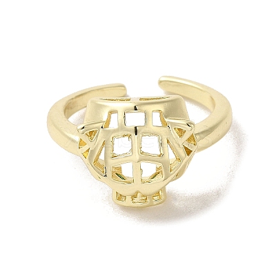 Brass Cubic Zirconia Open Rings RJEW-R141-04G-1