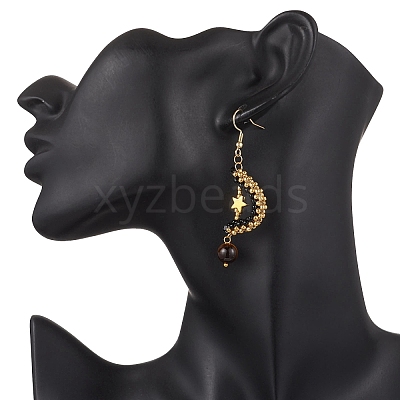Glass Dangle Earrings EJEW-MZ00544-05-1