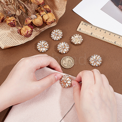 6Pcs 1-Hole Zinc Alloy Shank Buttons BUTT-PH0001-52G-02-1