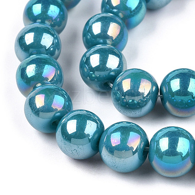 Electroplate Opaque Glass Beads Strands LS-GLAA-T032-P10mm-AB13-1