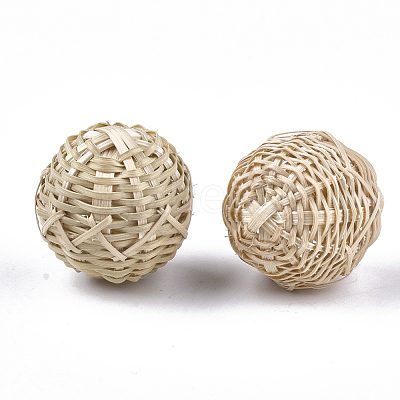 Handmade Reed Cane/Rattan Woven Beads WOVE-T006-106-1