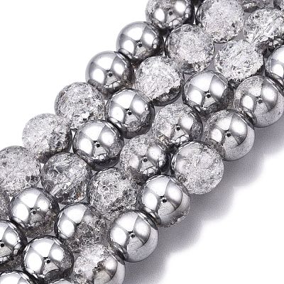 Electroplated Crackle Glass Beads Strands EGLA-N014-10mm-03-1
