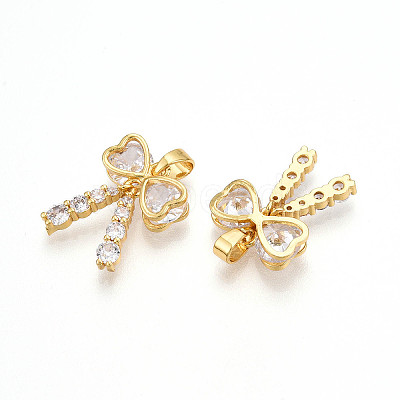 Brass Micro Pave Cubic Zirconia Pendants KK-N257-26A-G-1