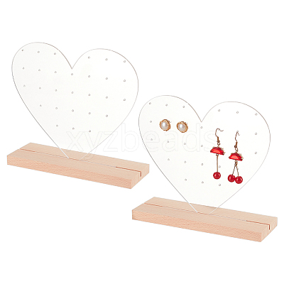 Transparent Heart Acrylic Earring Display Stands EDIS-WH0016-030-1