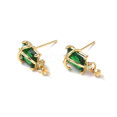 Brass Glass Rhinestone Stud Earring Findings KK-B063-14G-1