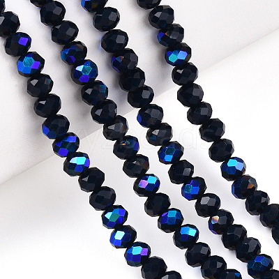 Electroplate Opaque Solid Color Glass Beads Strands X1-EGLA-A034-P6mm-L22-1