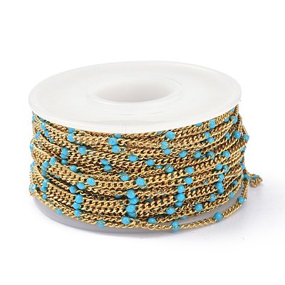 Ion Plating(IP) 304 Stainless Steel Enamel Curb Chains CHS-P013-01G-03-1