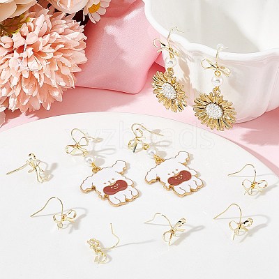 28Pcs Bowknot Shape Brass Earring Hook DIY-SP0001-06G-1