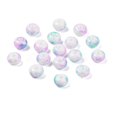 Opaque Spray Painted Glass Beads GLAA-G118-01G-1