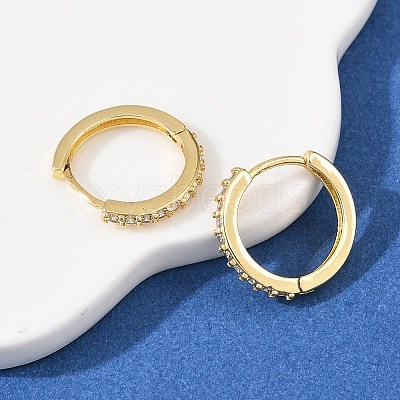 Brass Cubic Zirconia Hoop Earrings EJEW-A156-13B-G-1