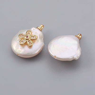 Natural Cultured Freshwater Pearl Pendants PEAR-F008-25G-01-1