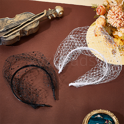 2Pcs 2 Styles Cloth Mesh Veil Headband MRMJ-GA0001-25-1