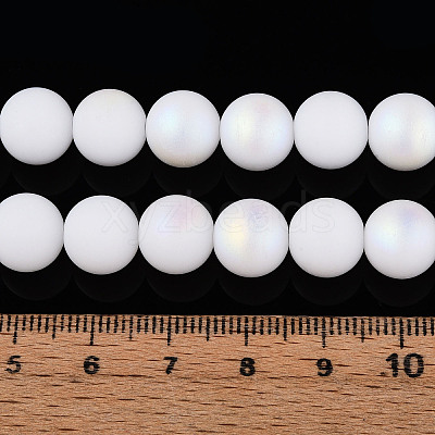Frosted Opaque Glass Beads Strands GLAA-T032-P10mm-MBB02-1