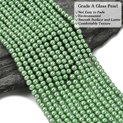 Eco-Friendly Dyed Glass Pearl Round Beads Strands HY-A002-4mm-RB008N-1