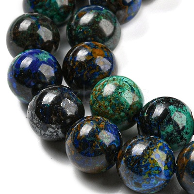 Natural Azurite Beads Strands G-P503-10MM-09-1