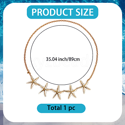 Bohemian Alloy White Enamel with Iron Starfish Link Belly Body Chains for Women AJEW-WH20006-348-1