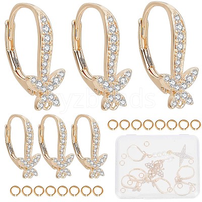 6Pcs Brass Cubic Zirconia Leverback Earring Findings KK-CN0002-11-1