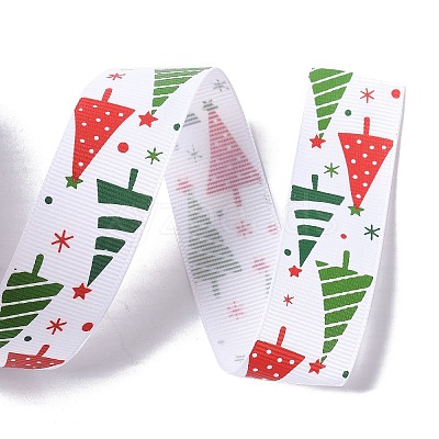 25 Yards Christmas Theme Printed Polyester Grosgrain Ribbon OCOR-C004-02G-1