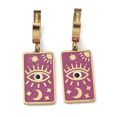 304 Stainless Steel Enamel Hoop Earrings for Women STAS-Z105-01G-03-1